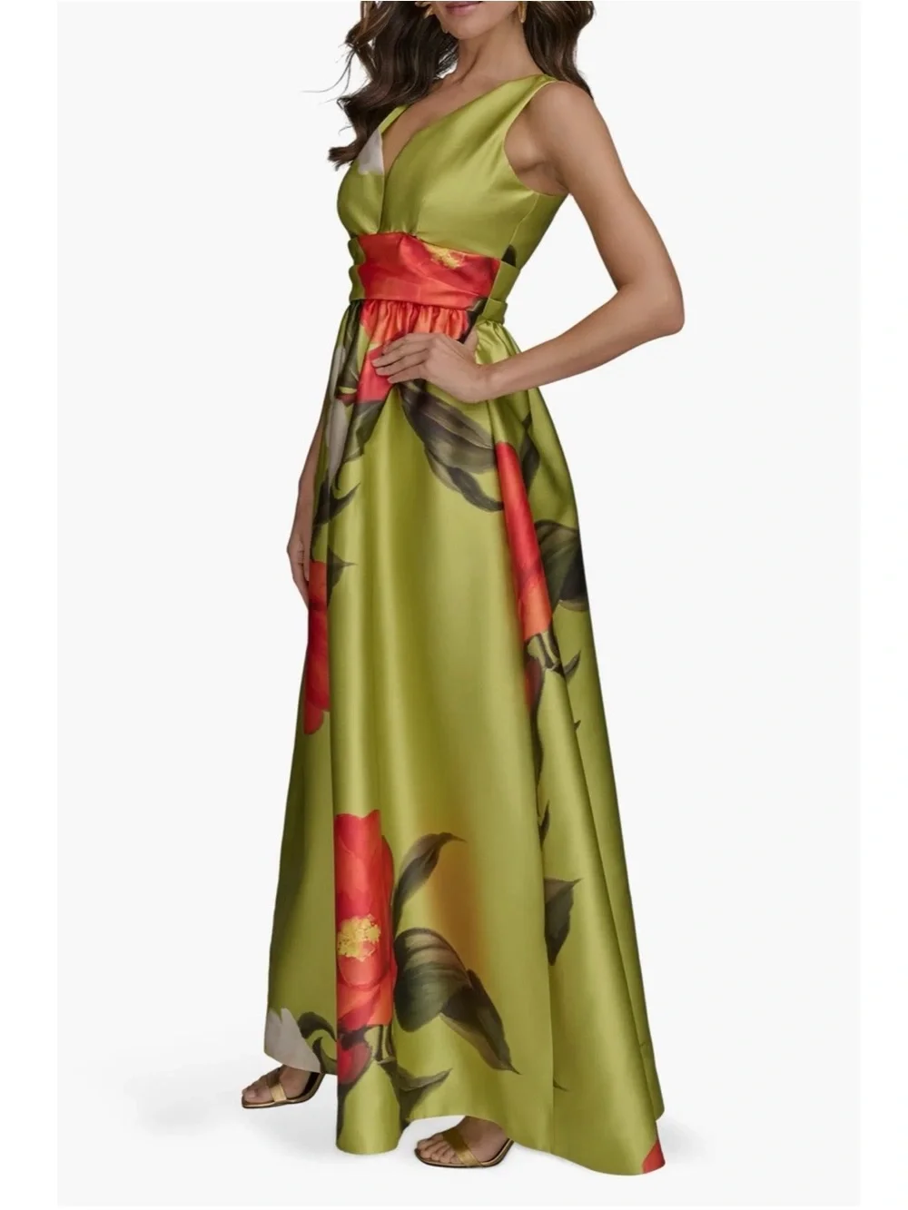 NWT Donna Karen New York Floral Print Sleeveless A Line Summer Citro Dress 4